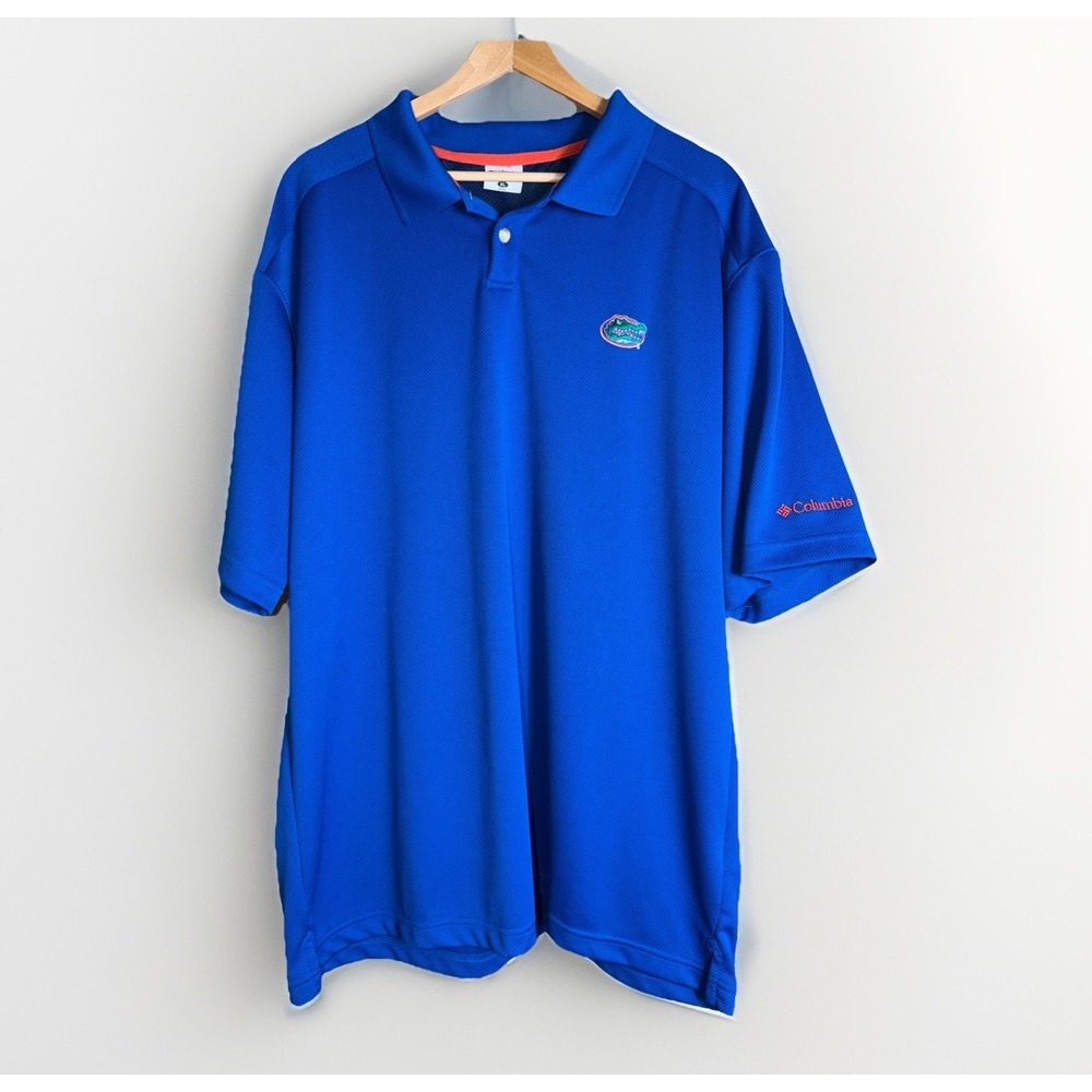 Columbia UF Florida Gators Polo Shirt Men's Size XL Royal Blue Short Sleeve